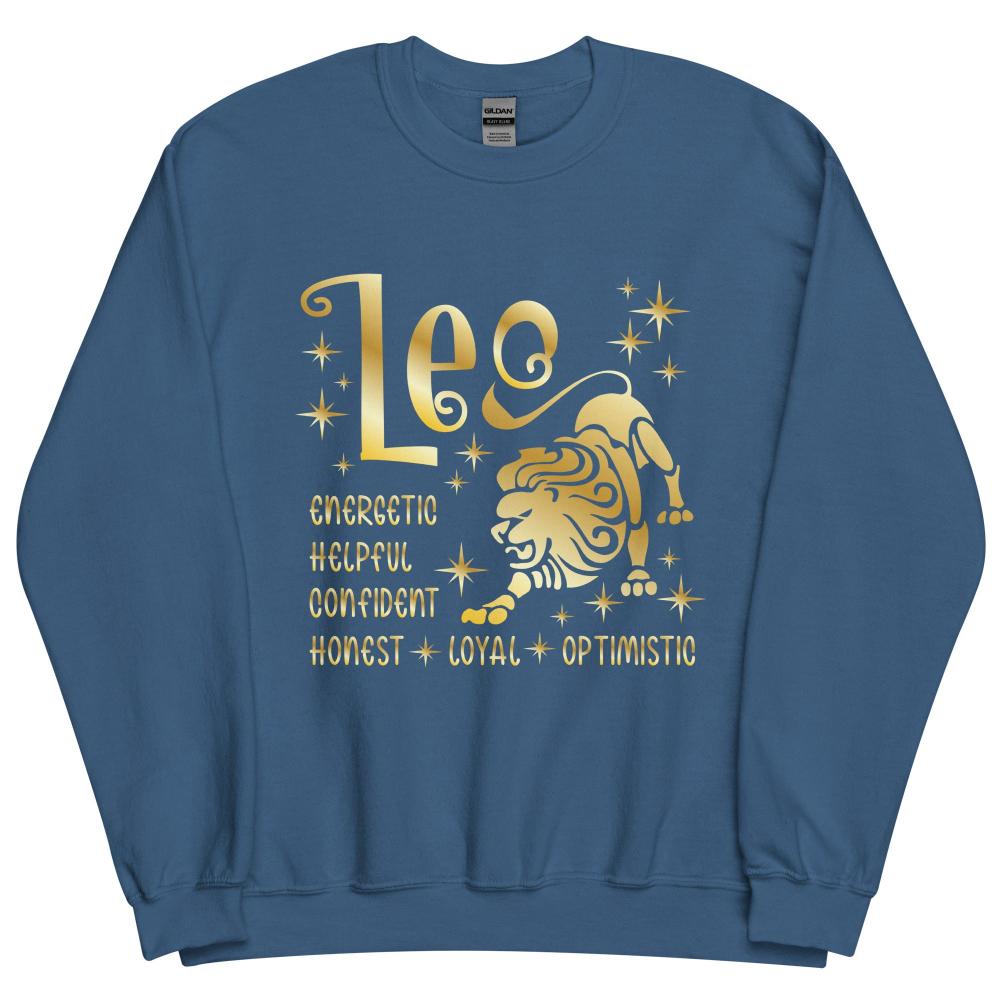 Leo Zodiac Positive Traits Sweatshirt - Indigo Blue Color - https://ascensionemporium.net